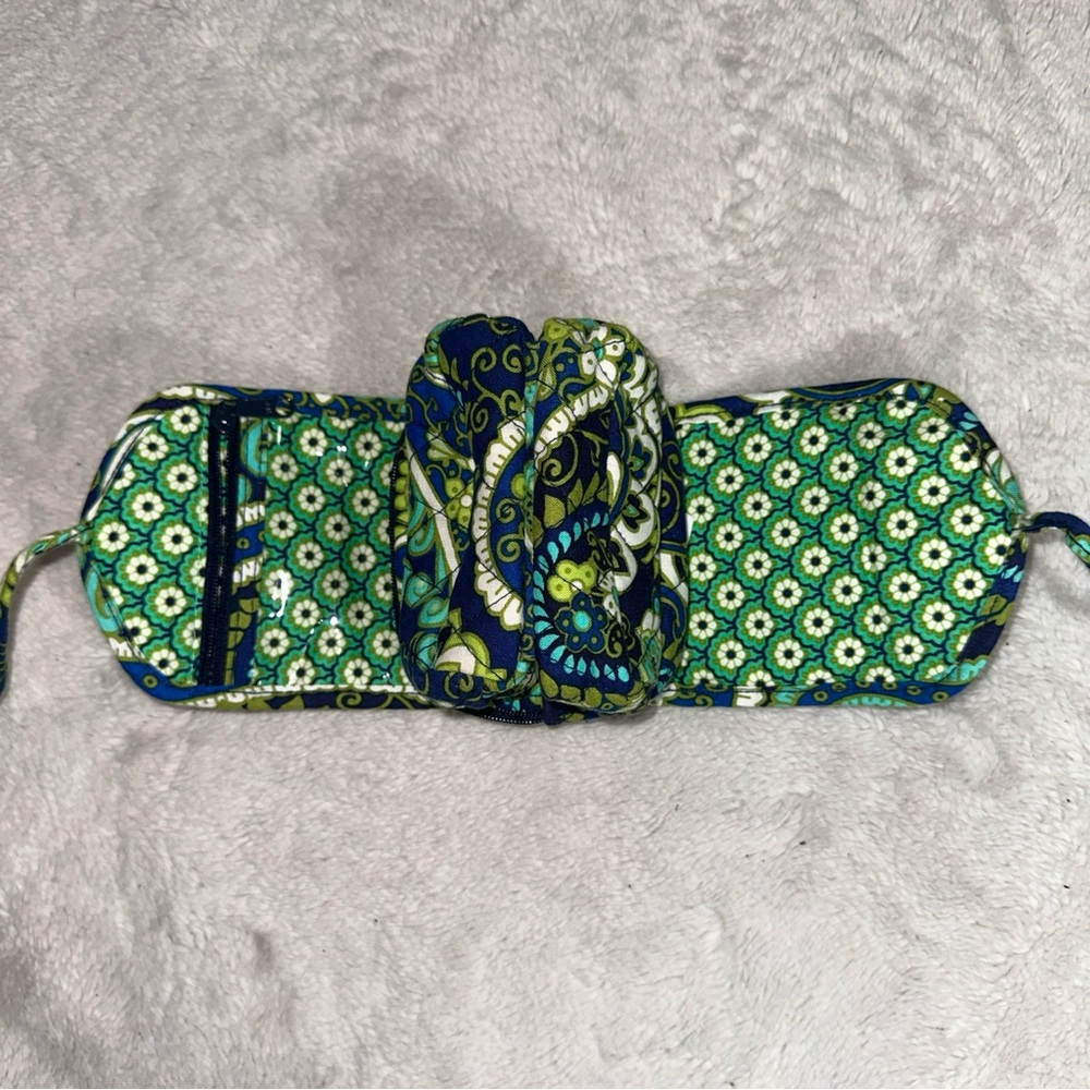 Vera Bradley Multi-compartment Tie Up Pouch Green/Blue - Picture 2 of 7